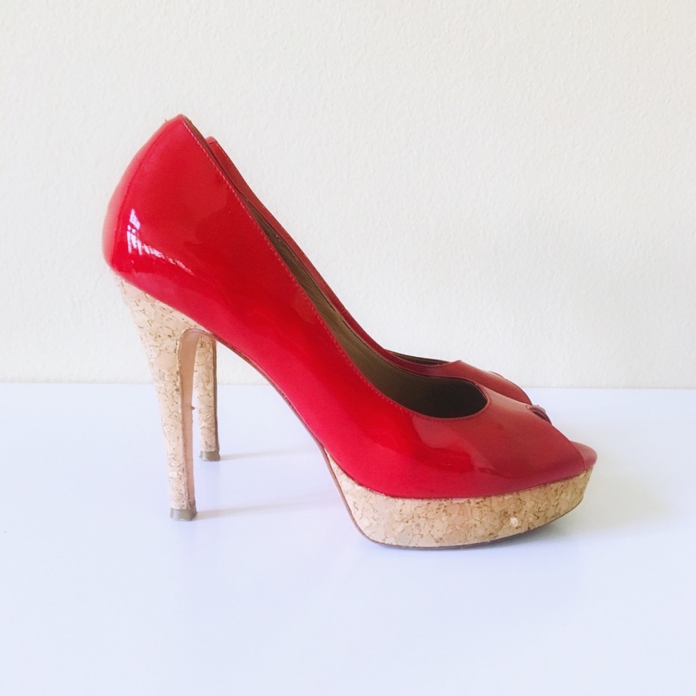 Cole Haan Red Patent Leather Platform Heels